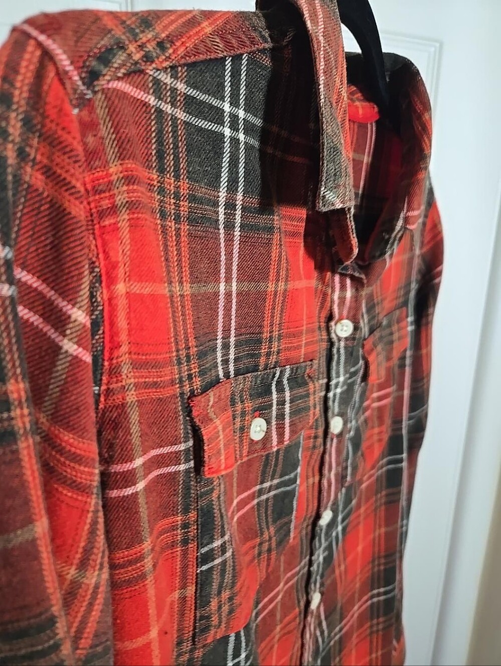 Mossimo Supply Co Red Black Plaid Flannel Shirt Women’s M Grunge 2014 - Picture 4 of 11